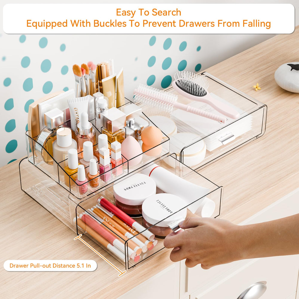 Yieach 3-tier organizer drawers offer accessible storage for brushes and palettes