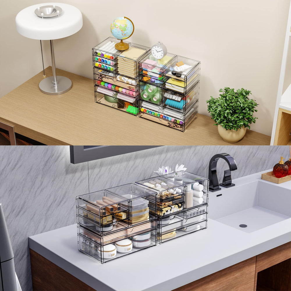 Yieach clear countertop drawers let contents show at a glance