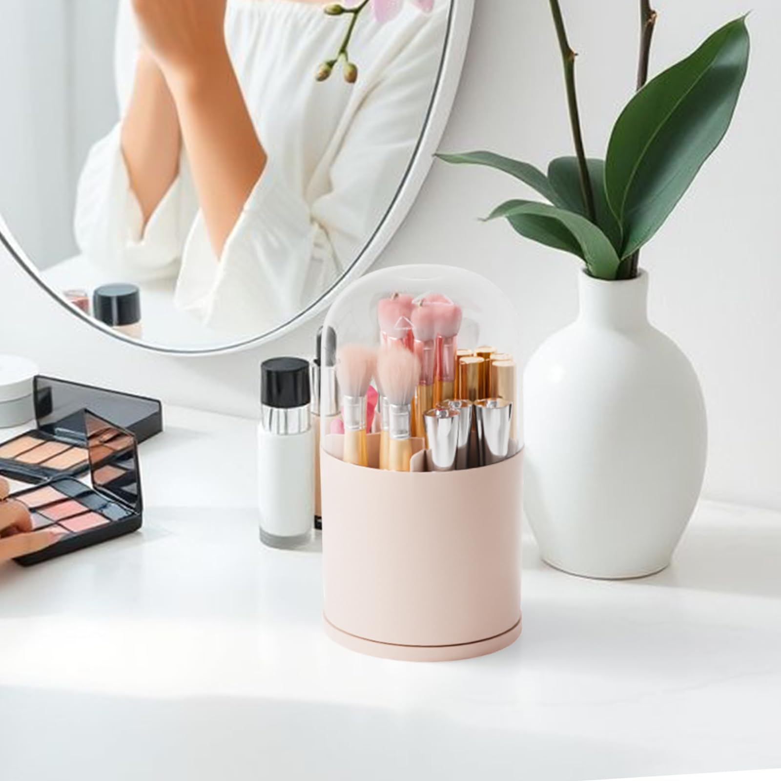 Yieach pink organizer adds a stylish touch to vanity