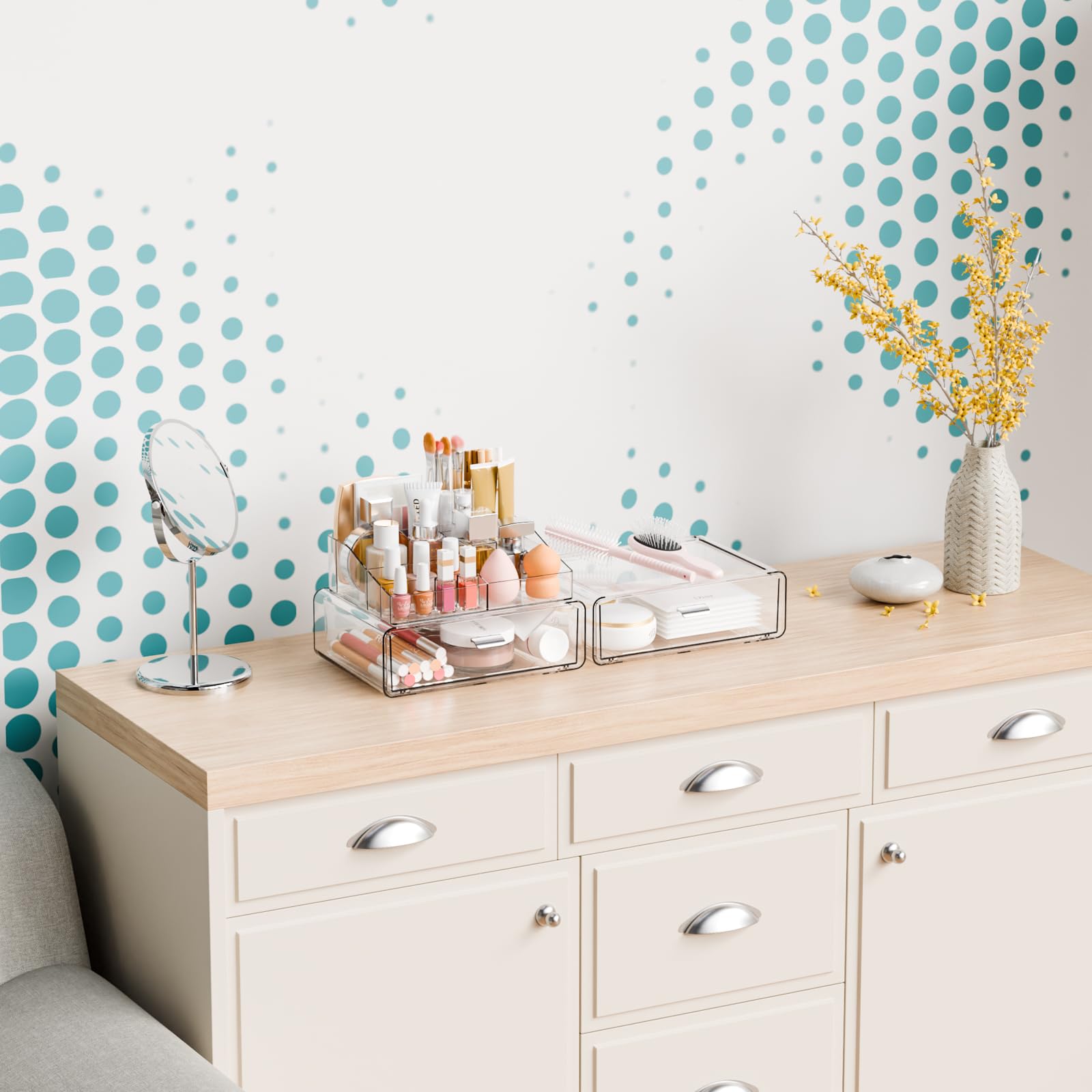 Yieach large-capacity storage fits lotions, lipsticks, masks, and small beauty items