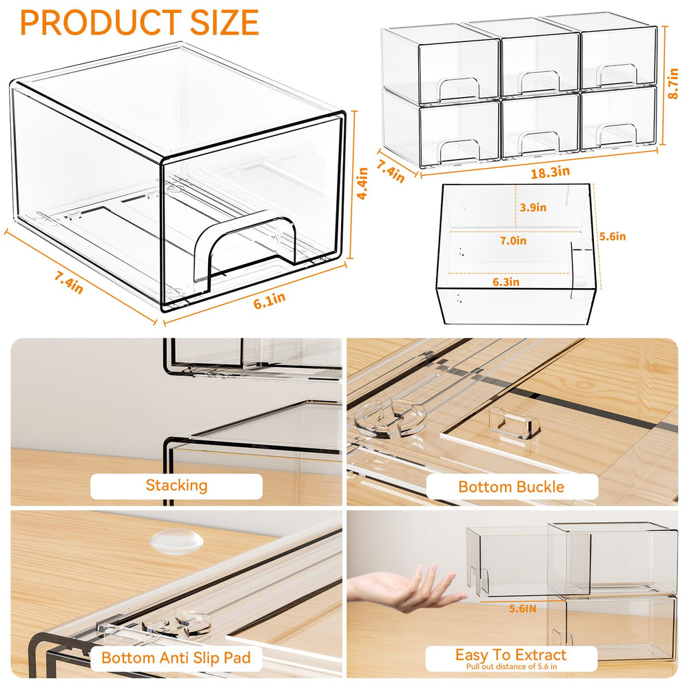 Yieach stackable clear drawers maximize space with visible organization