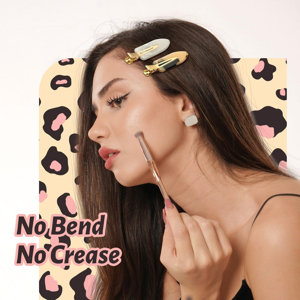 Pinza YIERSO sin doblar para maquillaje, mantiene el cabello quieto.