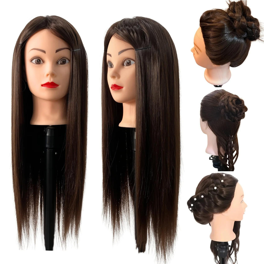 Yiifiulyn braiding-focused mannequin head close-up shows silky synthetic hair.