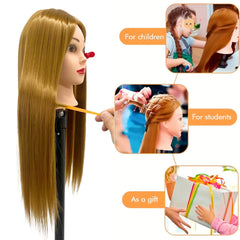 Yiifiulyn 26-28 inch hair mannequin head for realistic styling drills