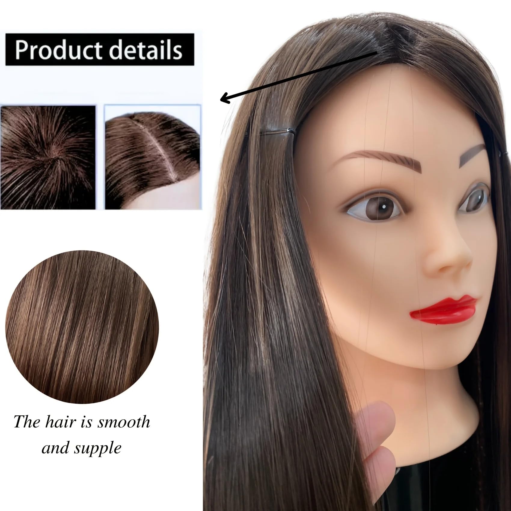Yiifiulyn 26-28 inch synthetic hair mannequin head for versatile styling options.