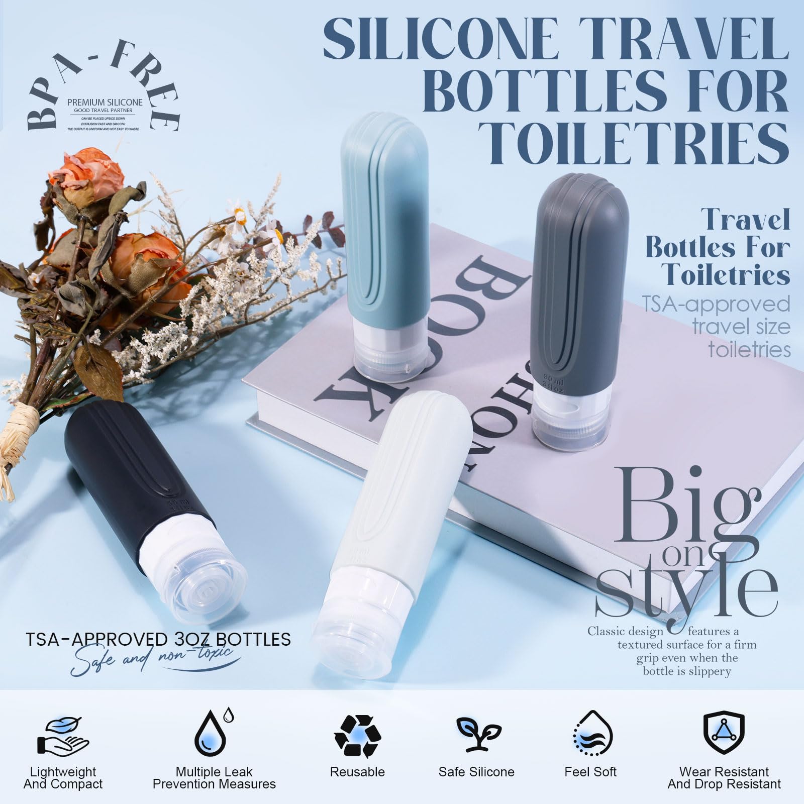 Leak-proof design guards against spills in luggage and backpacks.