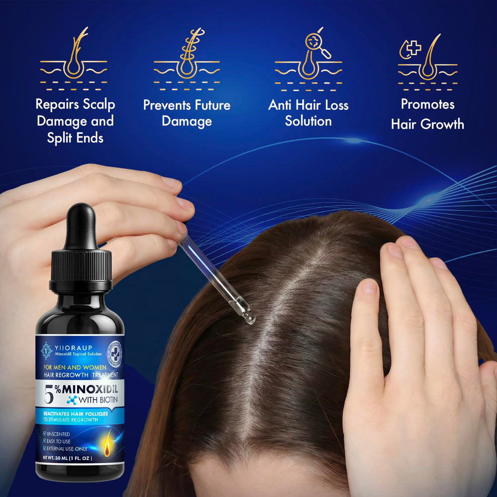 Aplicación de YIIORAUP Minoxidil en el cuero cabelludo para densidad diaria