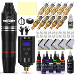 YILONG wireless tattoo kit beginner setup showing portable design for practice