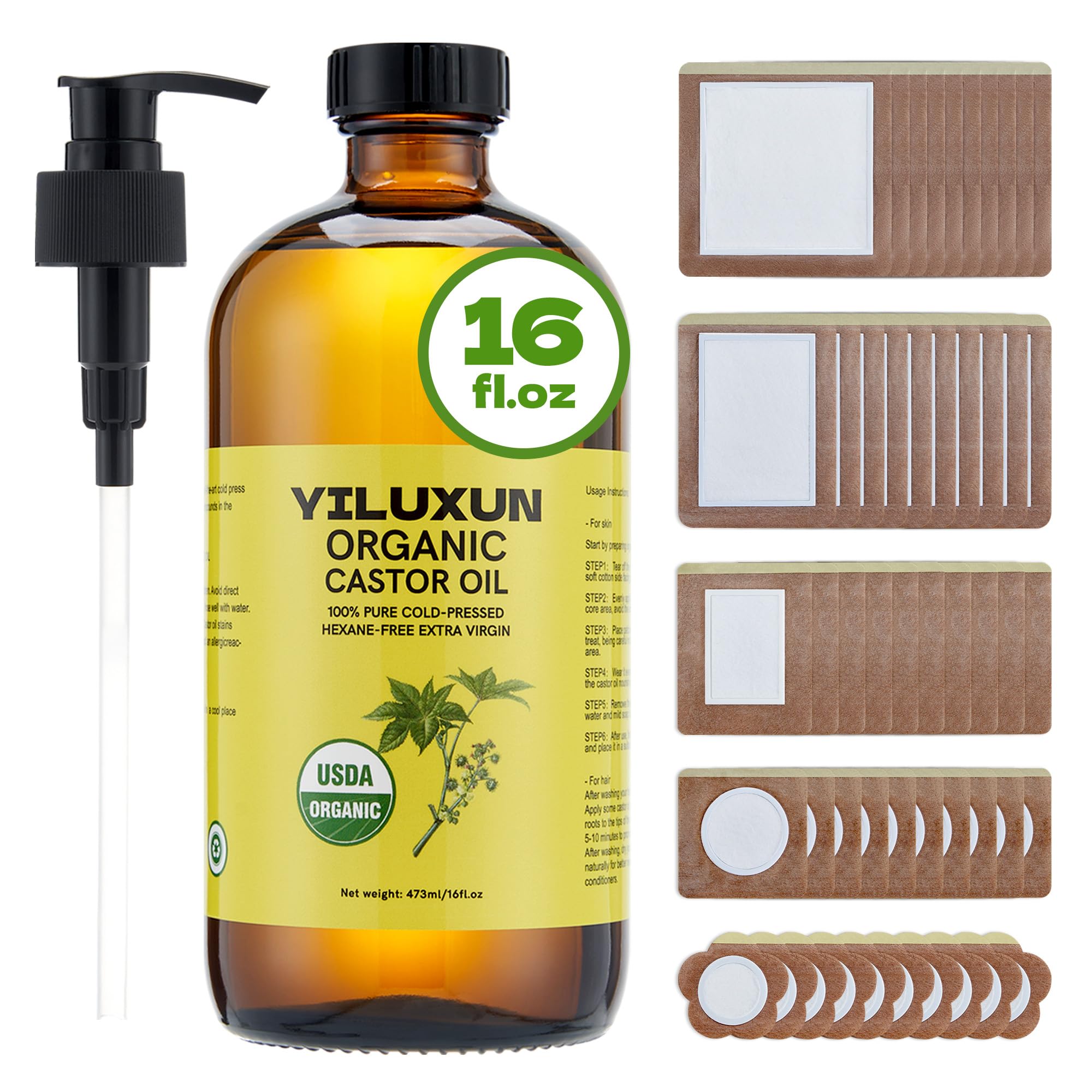 YILUXUN castor oil pack wrap with bottle provides soothing moisture for the skin.