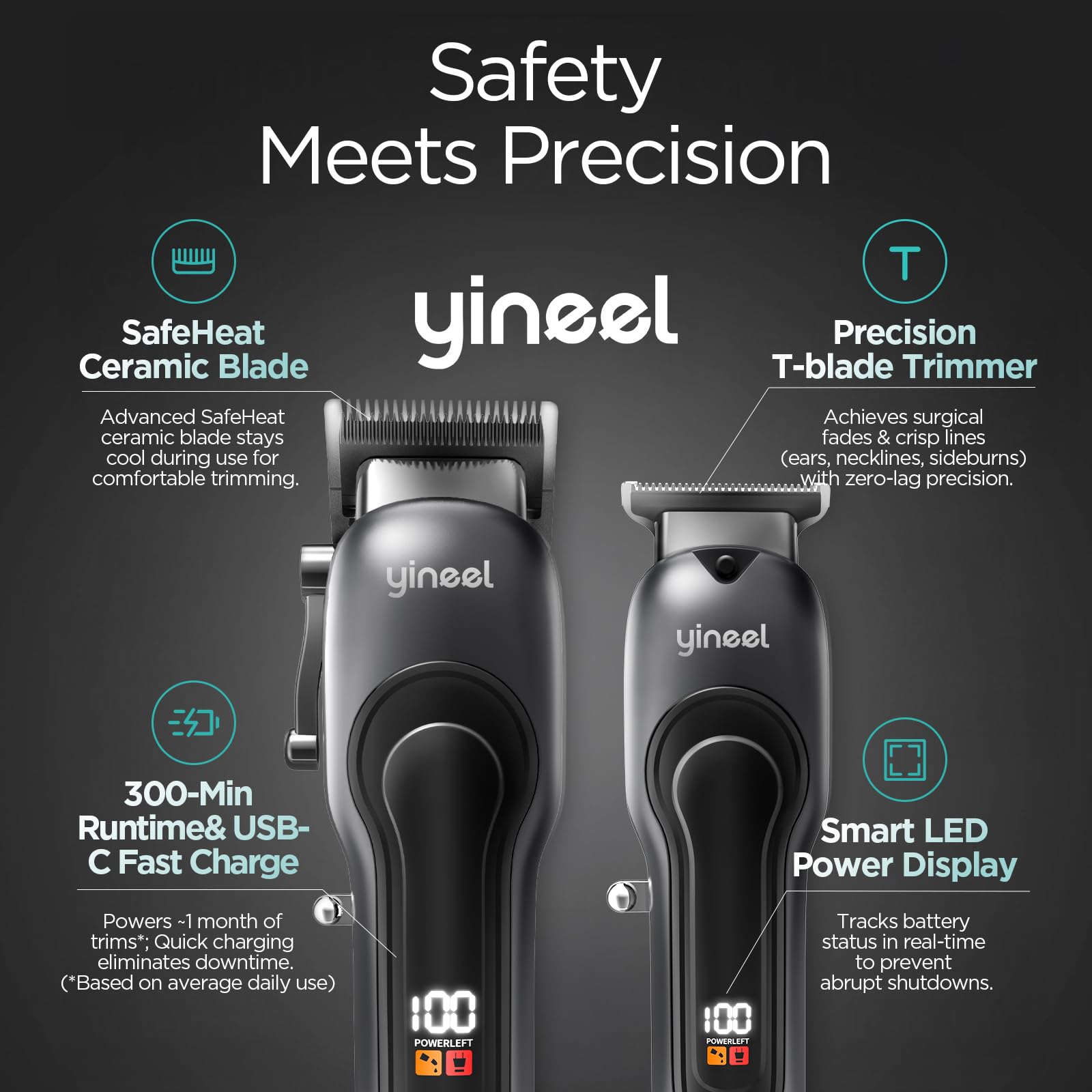Yineel ceramic blades provide sharp, rust-proof performance