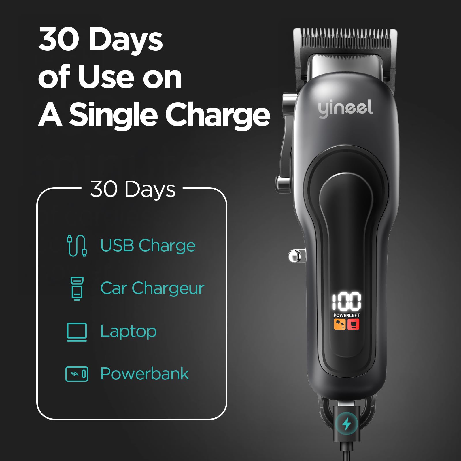 Yineel long runtime battery supports multiple haircuts
