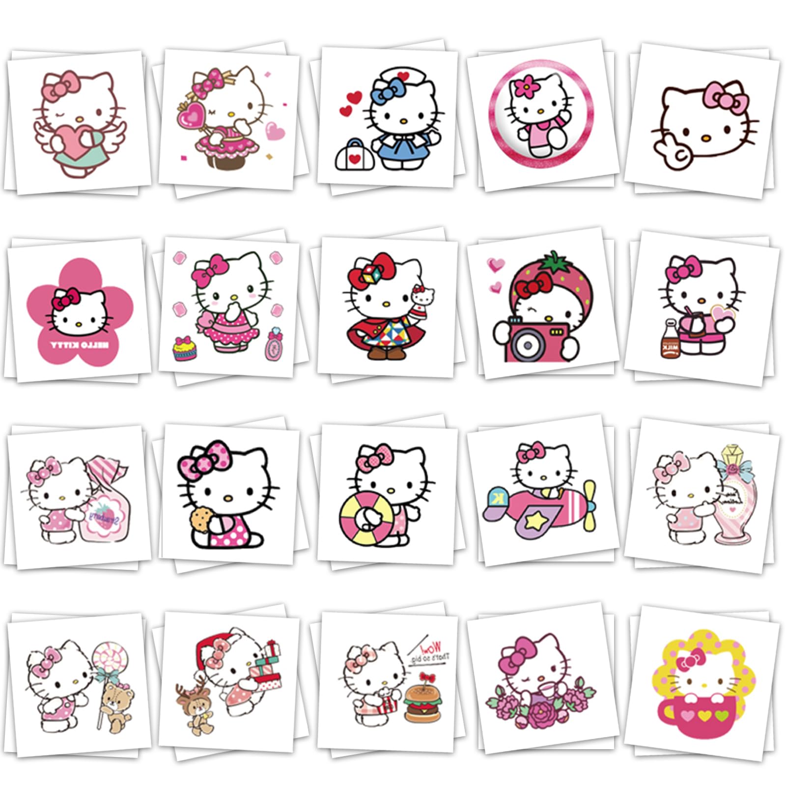 YINFENGKANHAI Hello Kitty tattoos pack cover for kid-friendly party designs