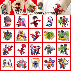 YINFENGKANHAI Spider-Man party decor tattoos shown as vibrant fun for guests.