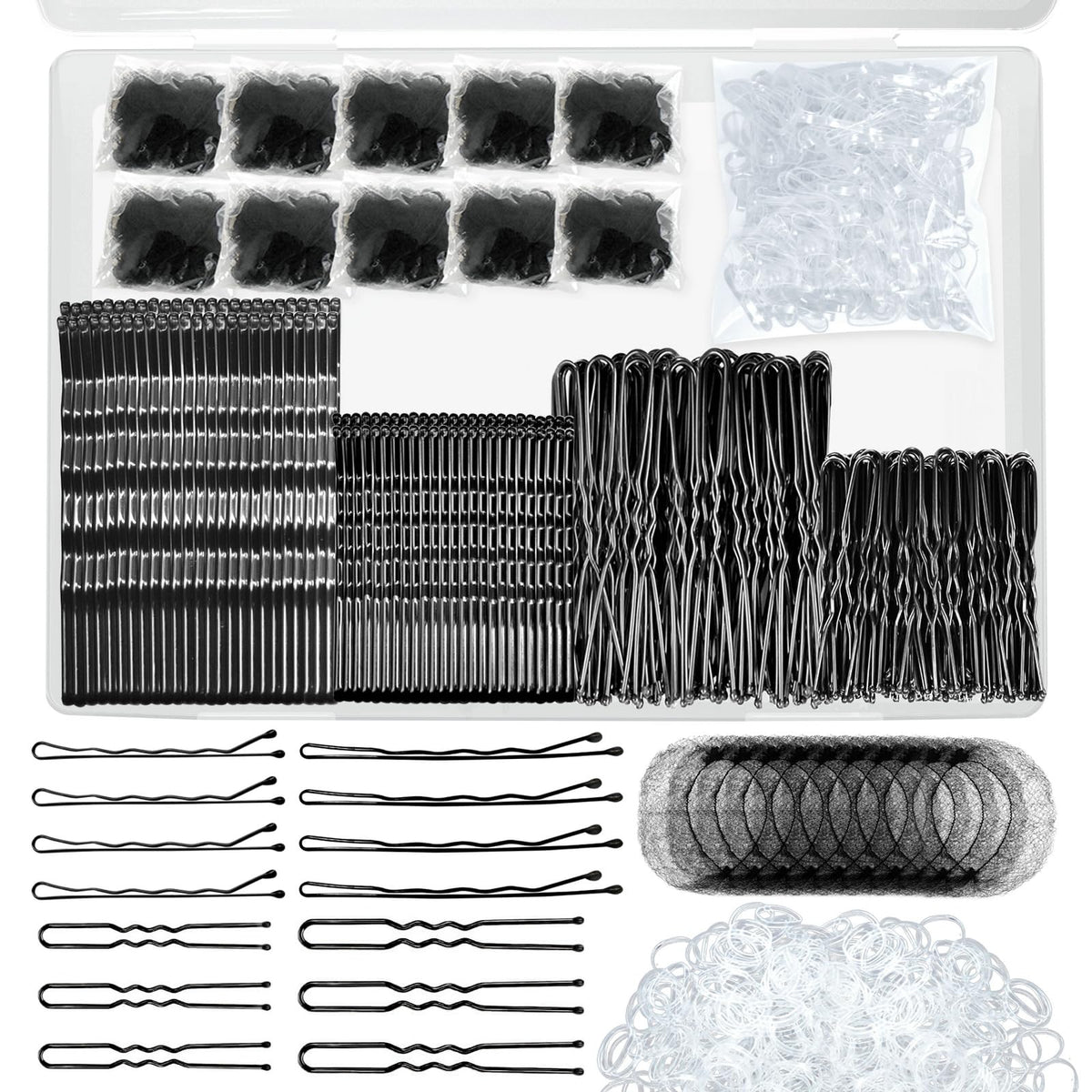 YINGFENG 510Pcs bobby pins kit with hair net keeps hair secure without slipping