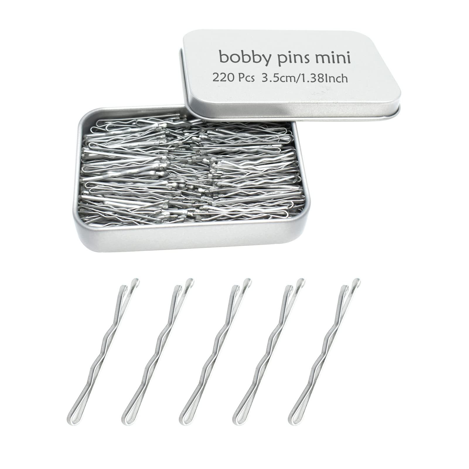 YINGFENG horquillas mini plateadas 220 piezas con caja para fijar peinados