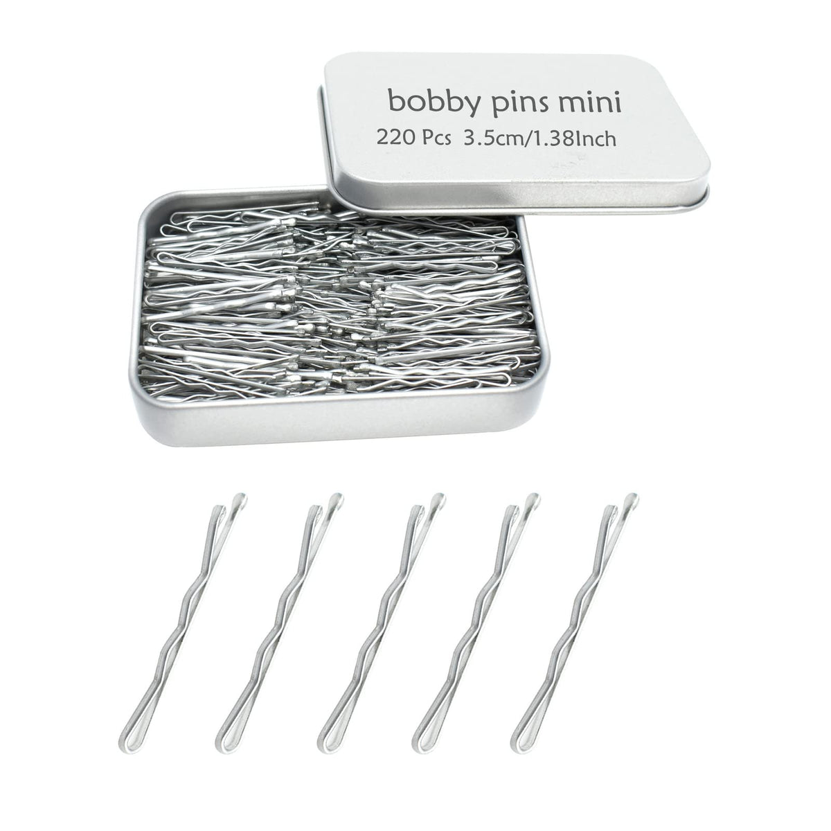 YINGFENG horquillas mini plateadas 220 piezas con caja para fijar peinados