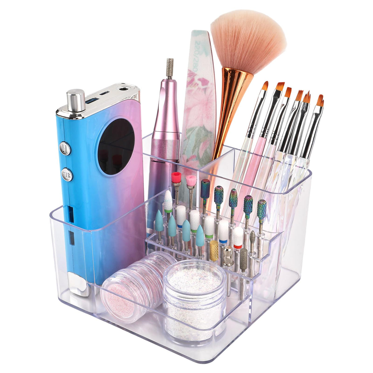 YINGJEE nail drill holder with 21 holes keeps bits organized and accessible