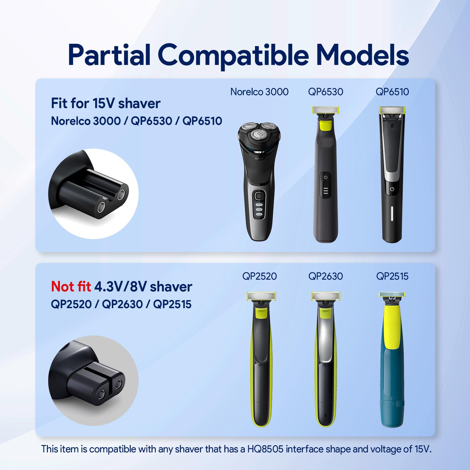 Yinke USB-C shaver adapter powering Philips Norelco 3000 series during travels