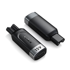 Yinke 15V Type-C shaver adapter connected to HQ8505 for travel charging