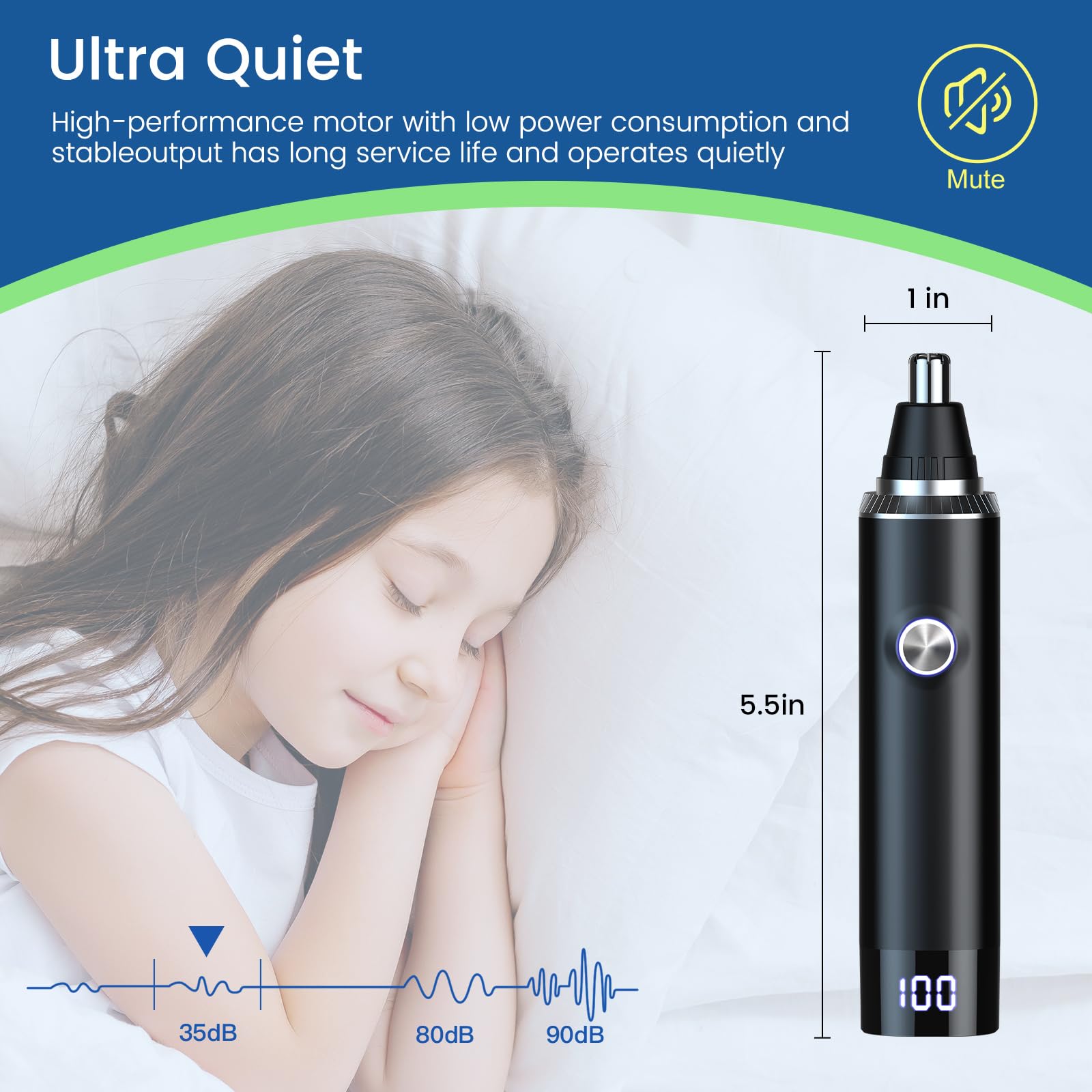 Yinowt IPX7 waterproof design allows safe use in shower and easy cleaning.