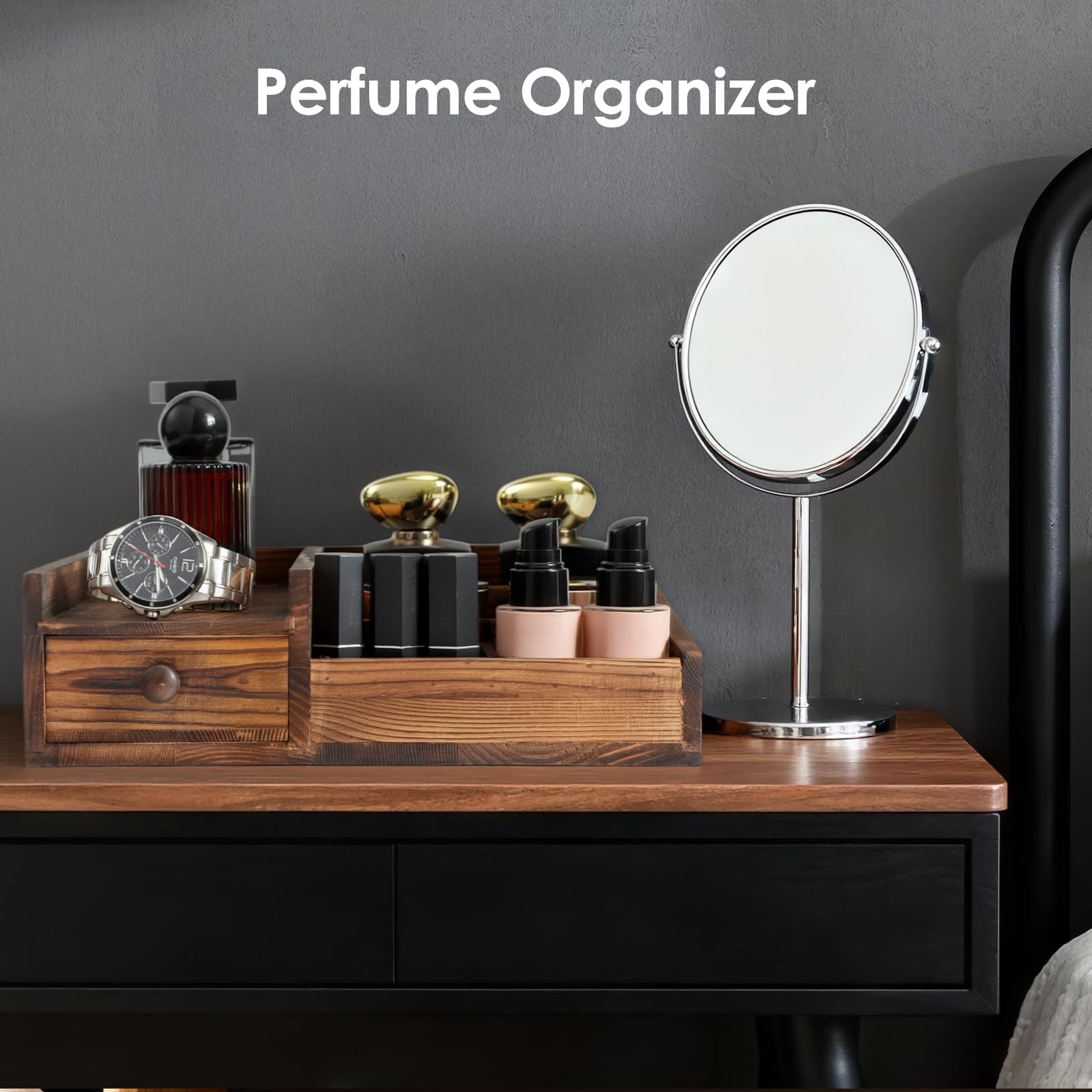 YIOJOYD Cologne Organizer solid wood construction with durable design.