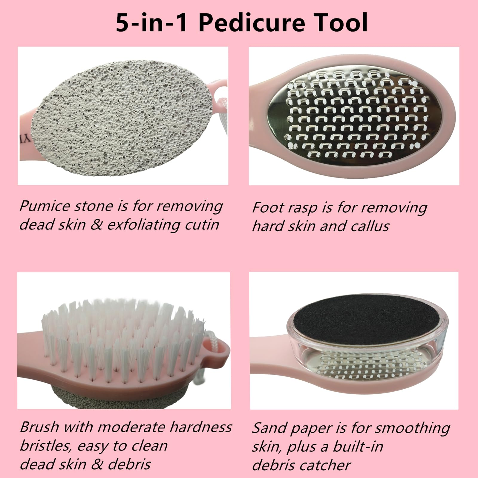 YIOYOODA five-in-one foot file with debris catcher for mess-free pedicures.