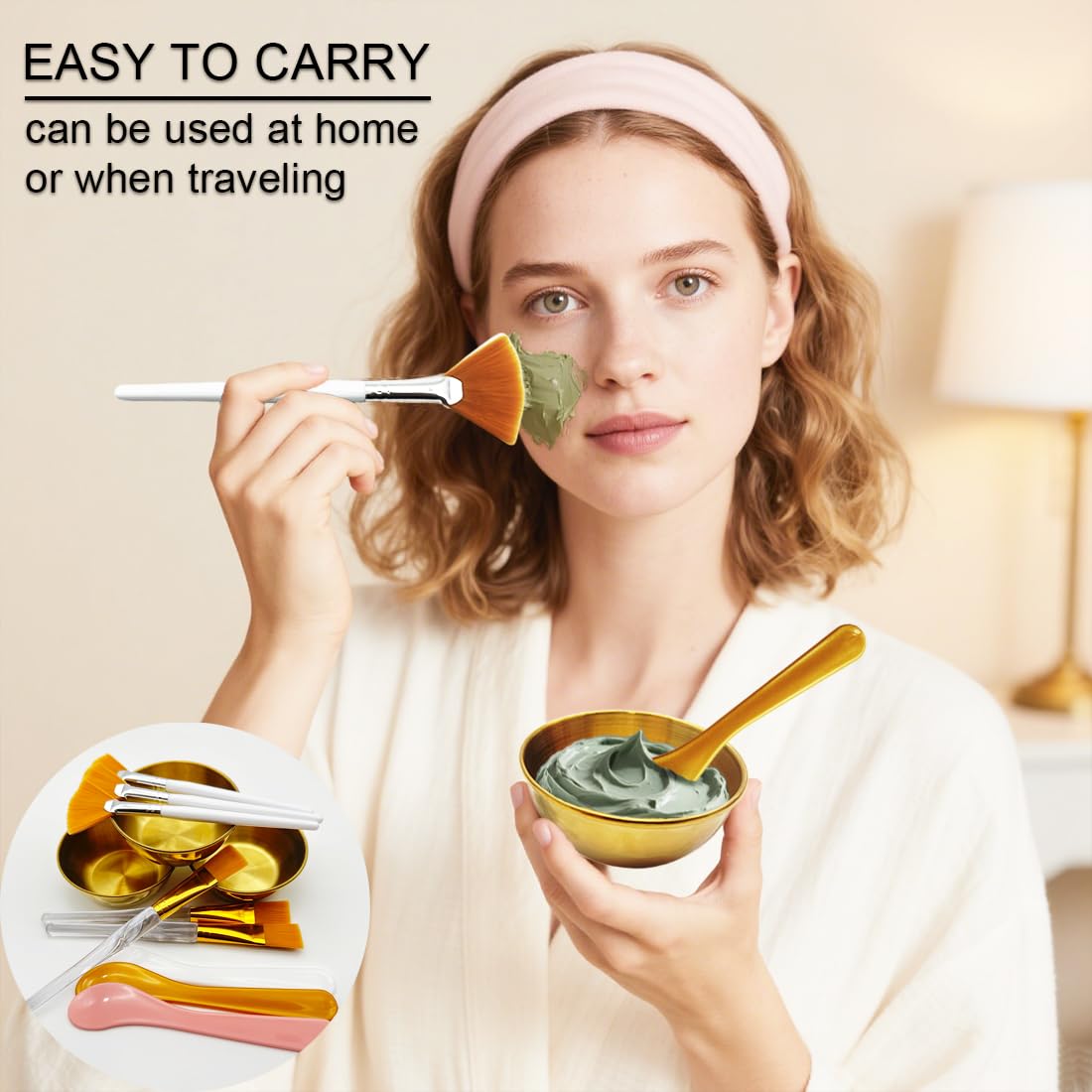 Yiqianhome set compacto dorado para viajar y sesiones en salón.
