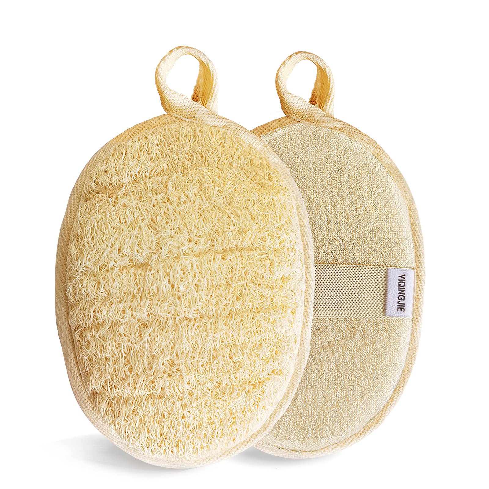 YIQINGJIE esponja de lufa natural 2 piezas para exfoliar suavemente durante la ducha.