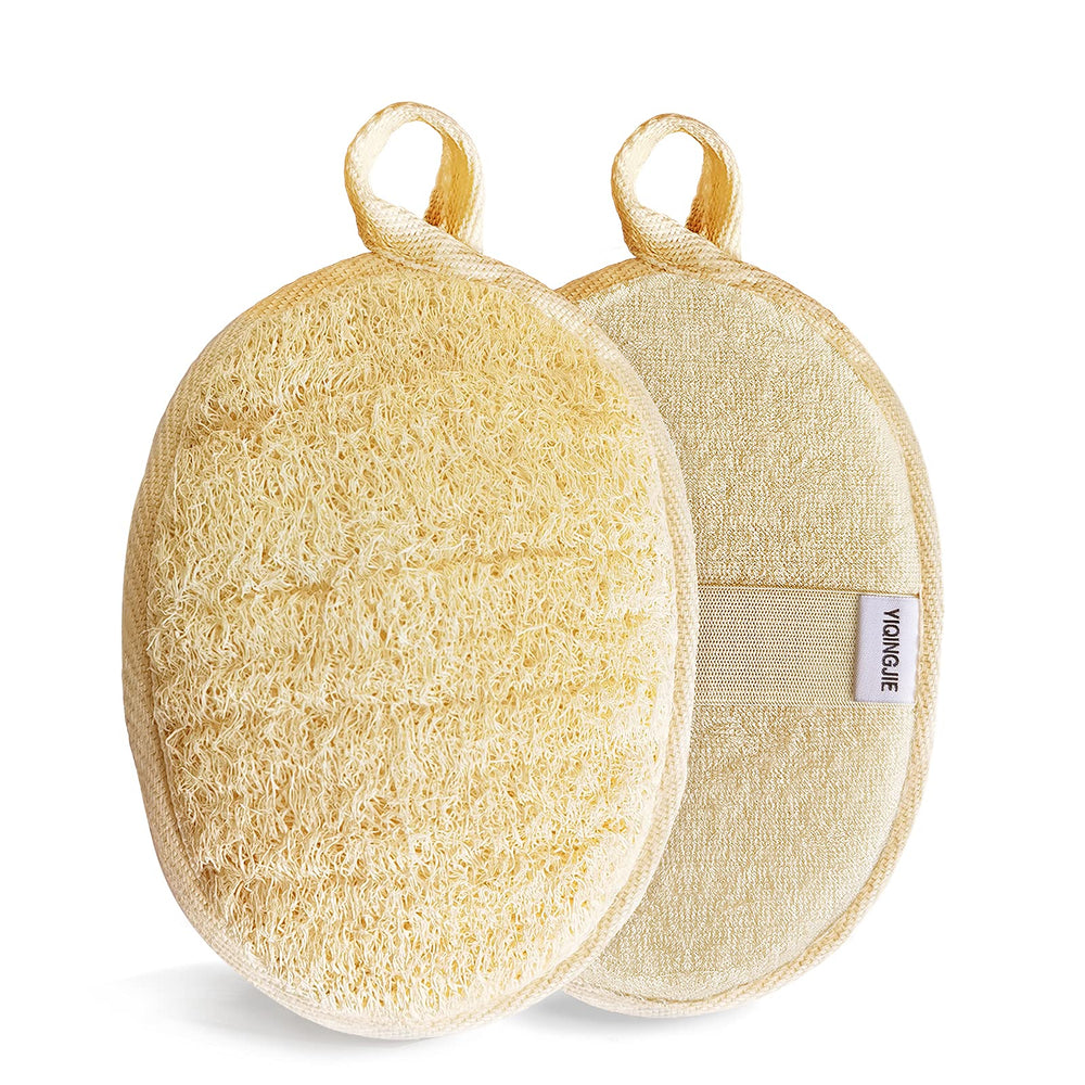 YIQINGJIE esponja de lufa natural 2 piezas para exfoliar suavemente durante la ducha.