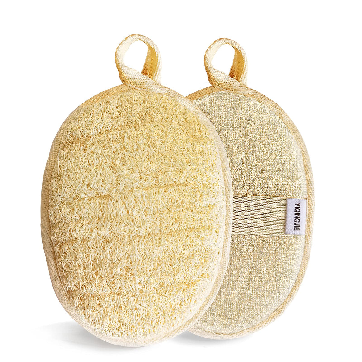 YIQINGJIE esponja de lufa natural 2 piezas para exfoliar suavemente durante la ducha.
