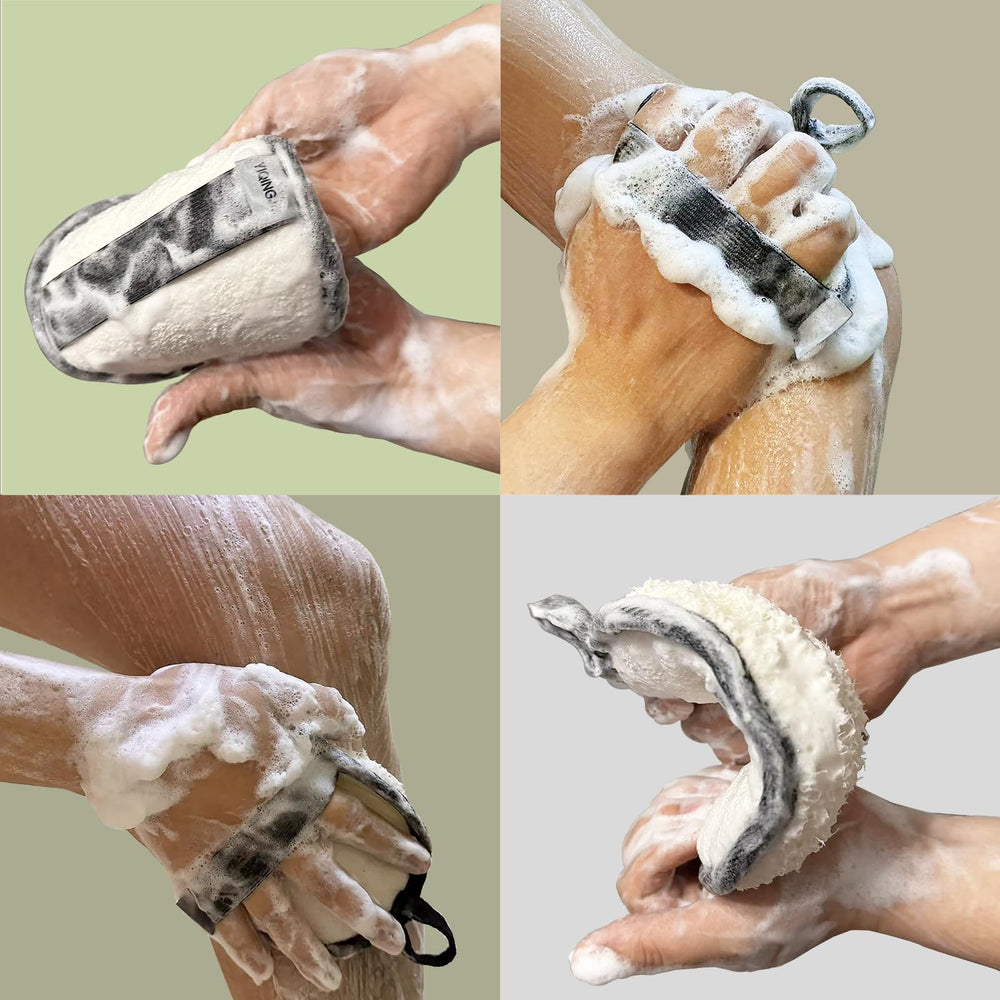 YIQINGJIE loofah with elastic band for secure handling during showers