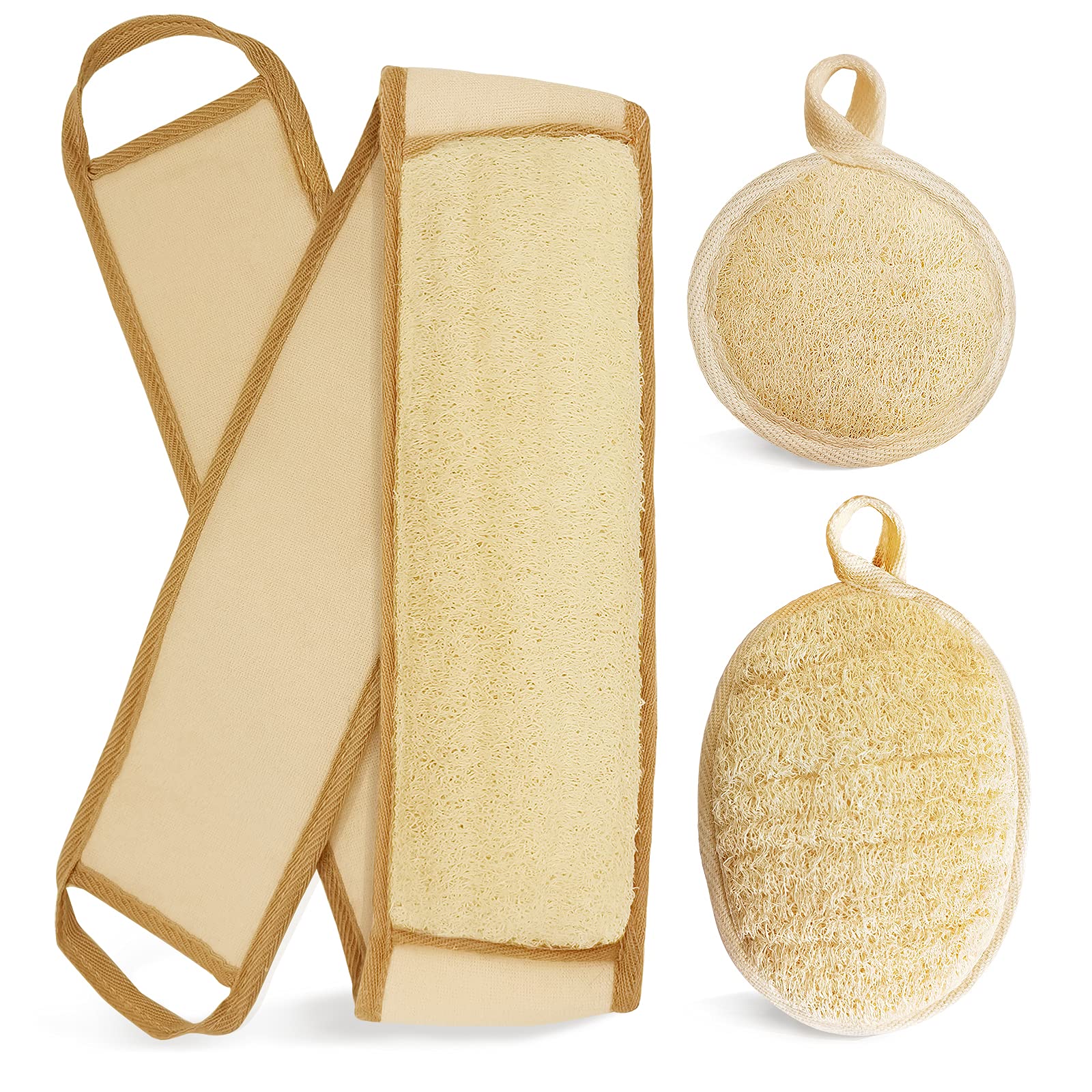 YIQINGJIE lufa natural para espalda, exfoliación suave y limpieza profunda.