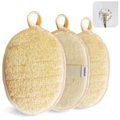 YIQINGJIE lufa natural exfoliante para cuerpo, paquete de 3, exfolia suavemente la piel.