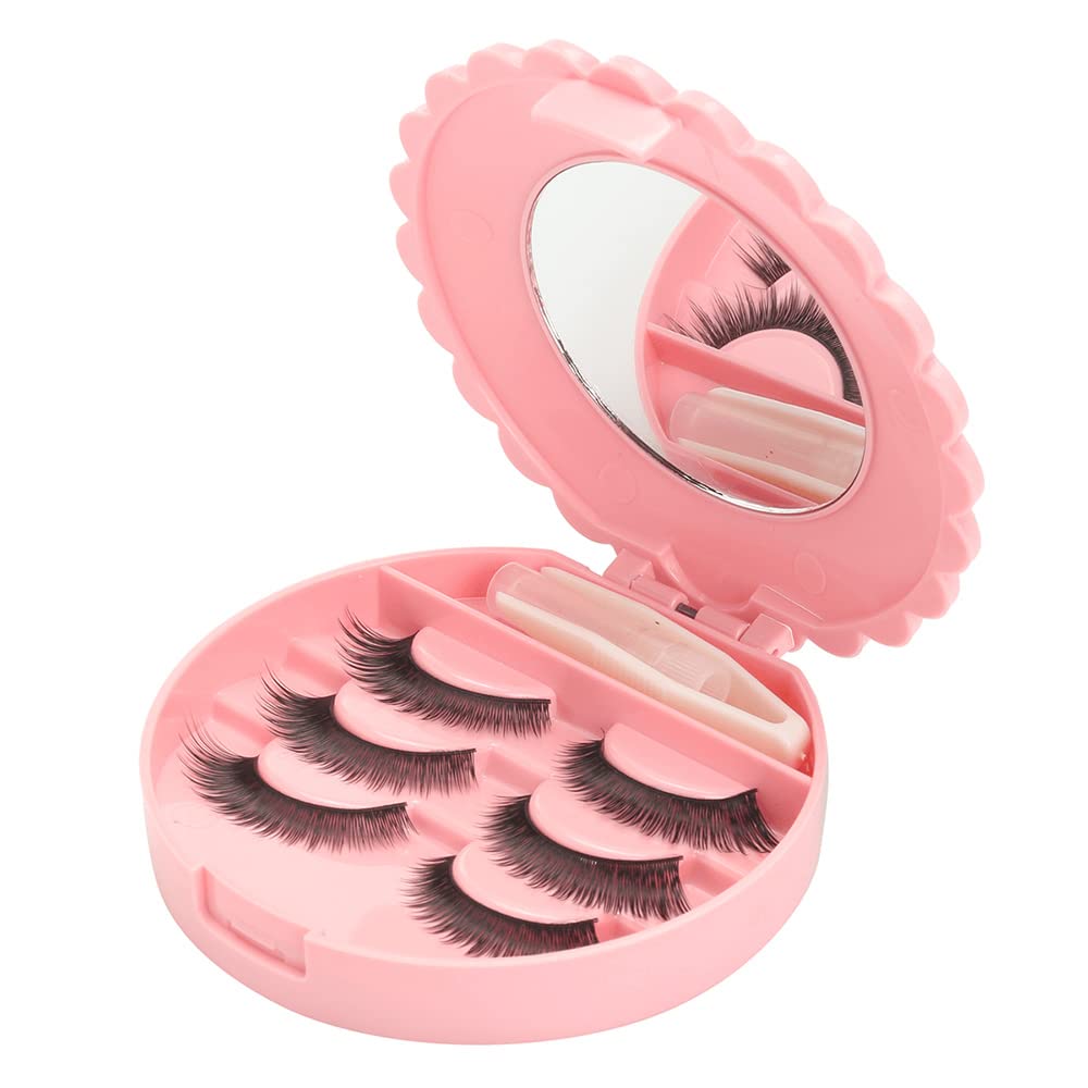 YiQiYi cosmetic case with mirror pink, ideal for travel lash storage.