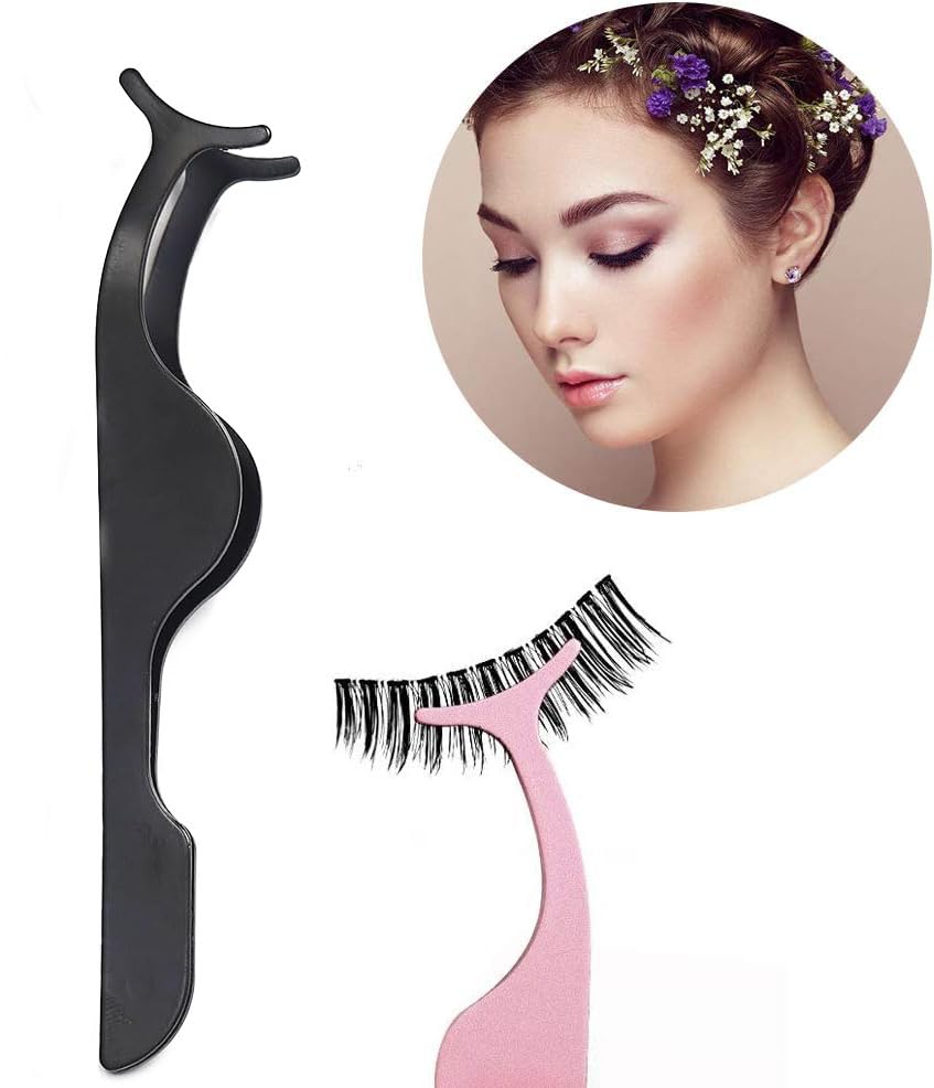 YiQiYi curved-tip tweezers in champagne purple for easy lash cluster handling