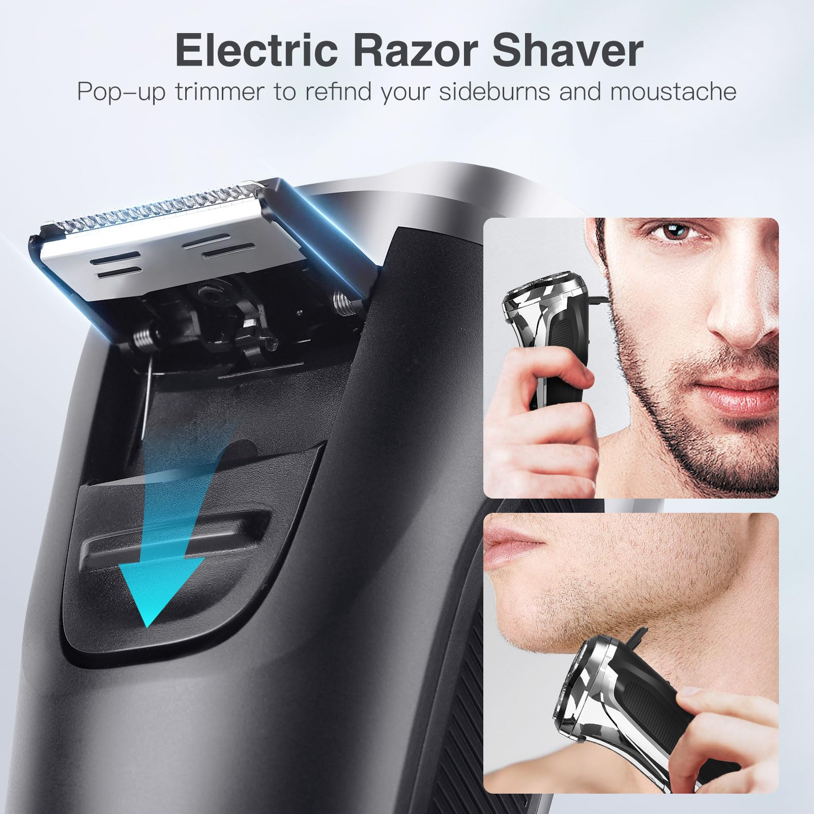 YIRISO electric razor IPX6 waterproof design supports wet or dry shaving.
