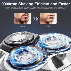 YIRISO electric razor LCD display shows battery level for timely charging.