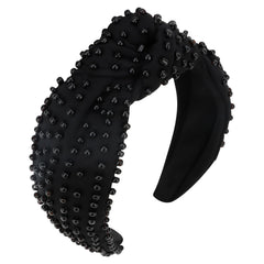 Diadema YISSION con perlas en nudo negro; estilo elegante para cualquier look.