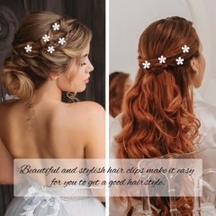 YISSION white rhinestone flower clip with crystal center for secure wear
