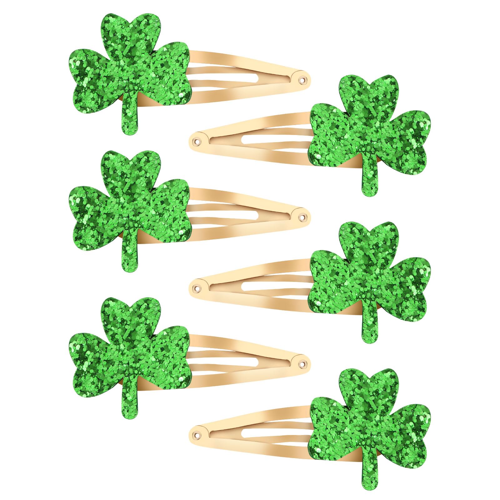 YISSION glitter shamrock clip in green adds festive shine for daily styling
