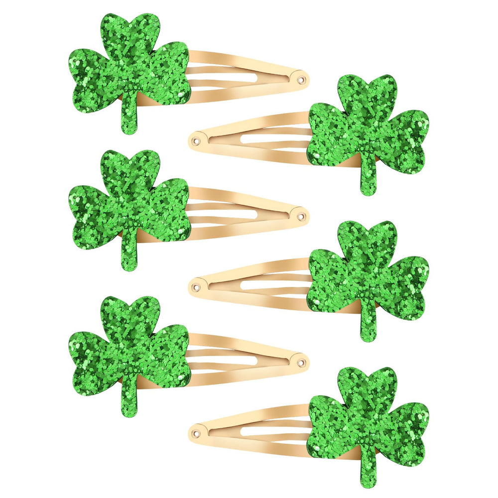 YISSION glitter shamrock clip in green adds festive shine for daily styling