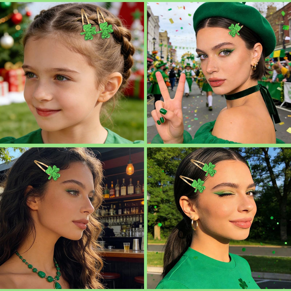 YISSION durable glitter shamrock clips with smooth edges for hair