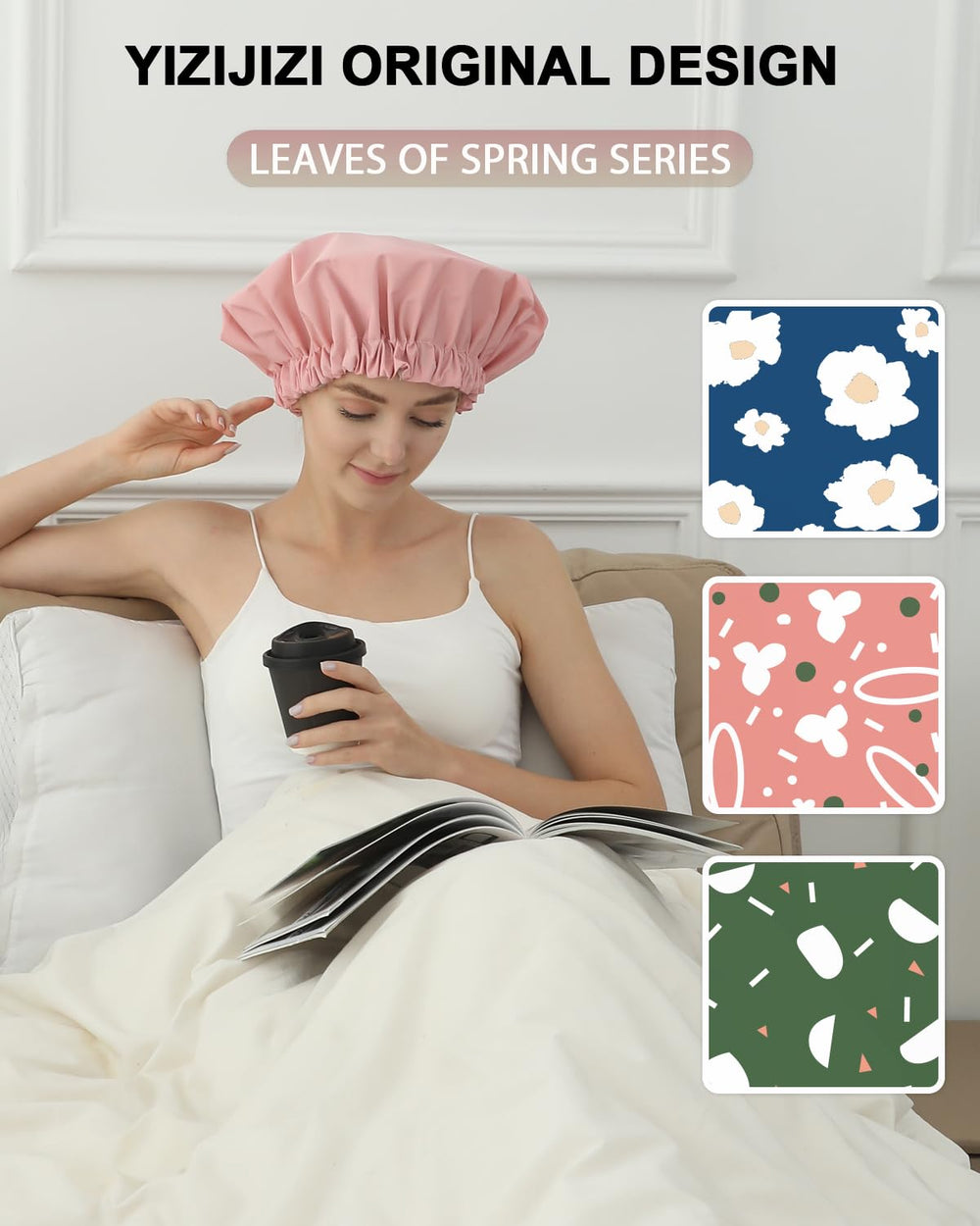 Gorro de ducha suave para piel sensible, YIZIJIZI, rosa