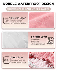 Gorro YIZIJIZI para cabello rizado y liso, rosa, ajuste cómodo