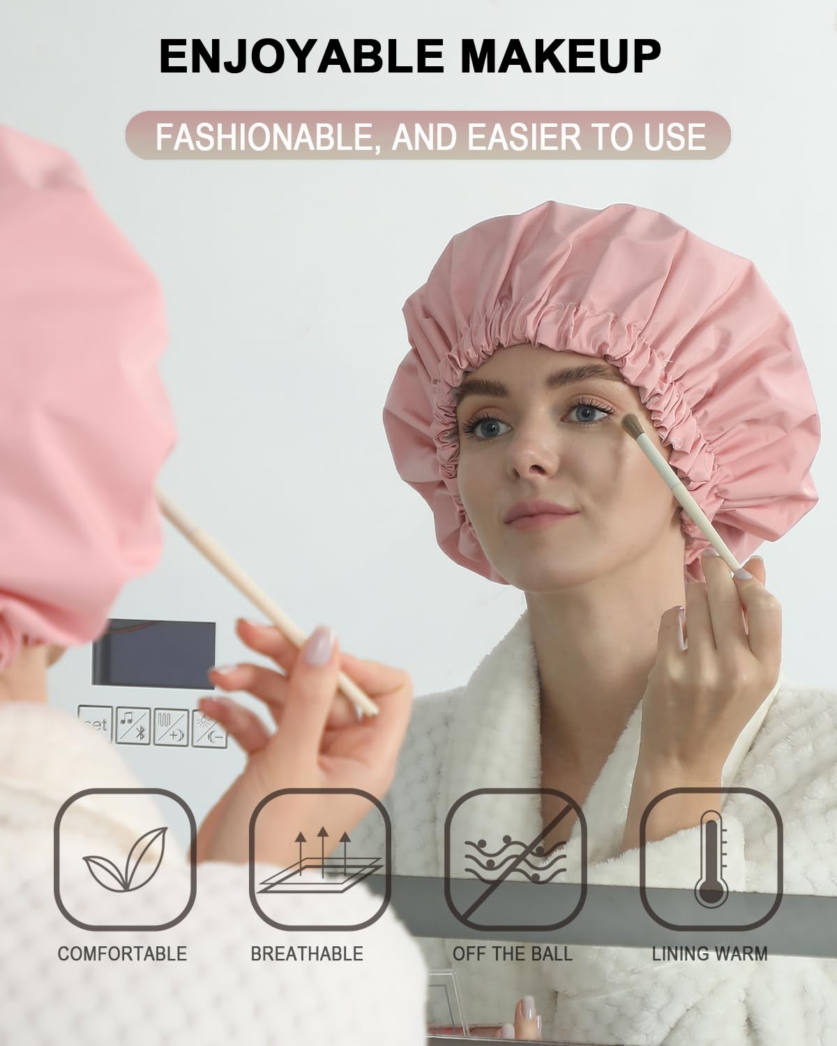 Gorro de ducha YIZIJIZI, tamaño extra grande, rosa, cabe todo tipo de cabello