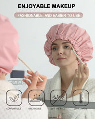 Gorro de ducha YIZIJIZI, tamaño extra grande, rosa, cabe todo tipo de cabello