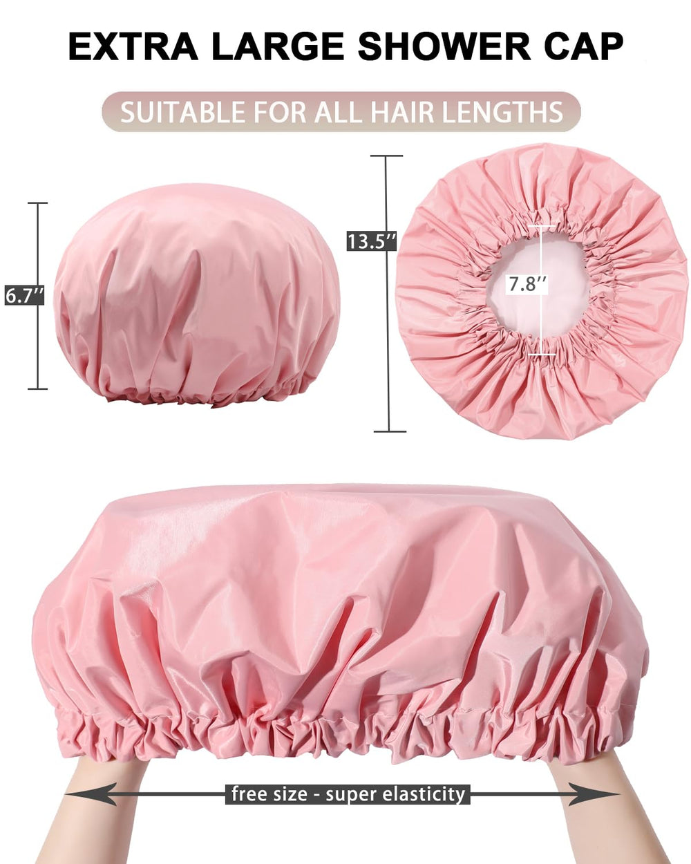 Gorro de ducha multipropósito YIZIJIZI, rosa, perfecto para baño y cuidado facial