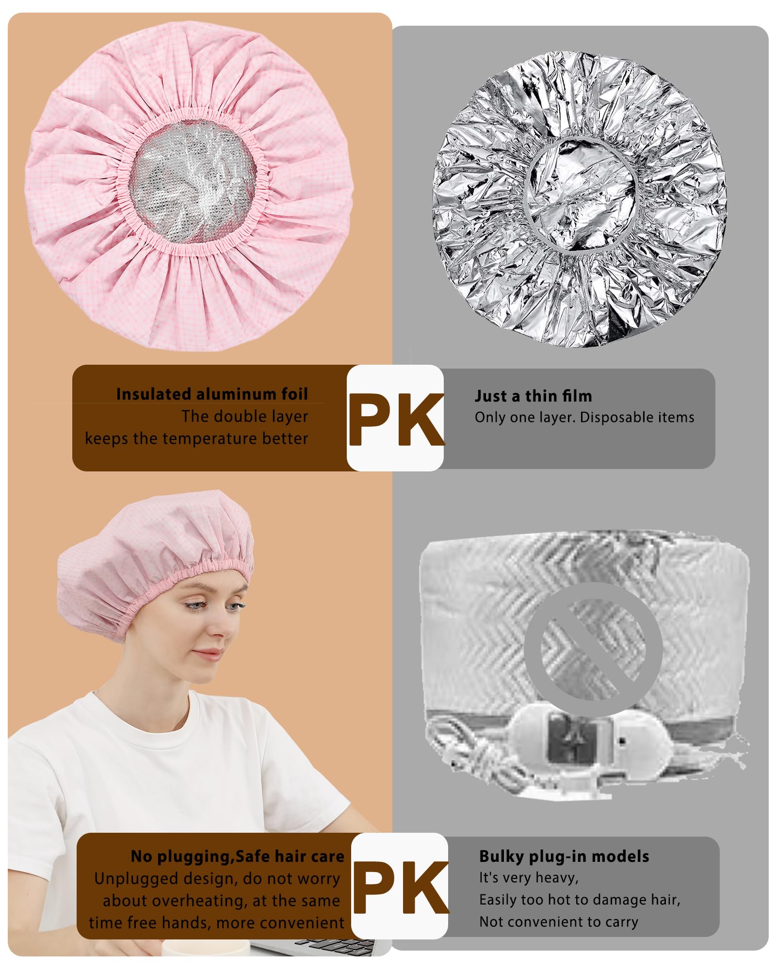 Inner aluminum foil layer in YIZIJIZI heat cap aids heat retention