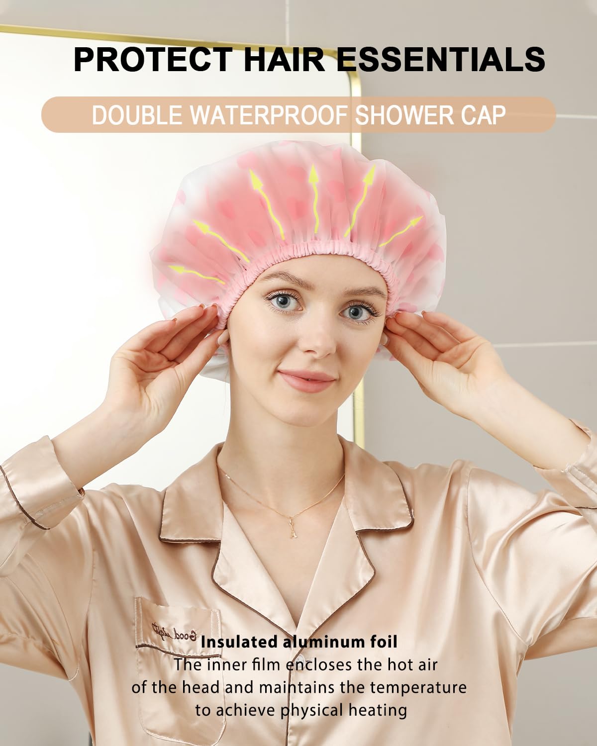 YIZIJIZI heat cap in white and pink tone conveys clean, approachable style