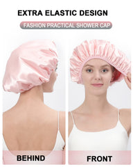 Large 12.6-inch diameter YIZIJIZI shower cap fits all hair lengths